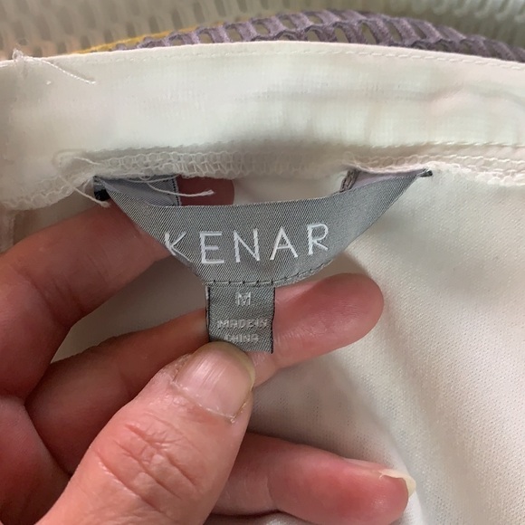 KENAR White/Grey and Yellow Striped Fish Net Type Pencil Skirt Size M - Picture 9 of 13